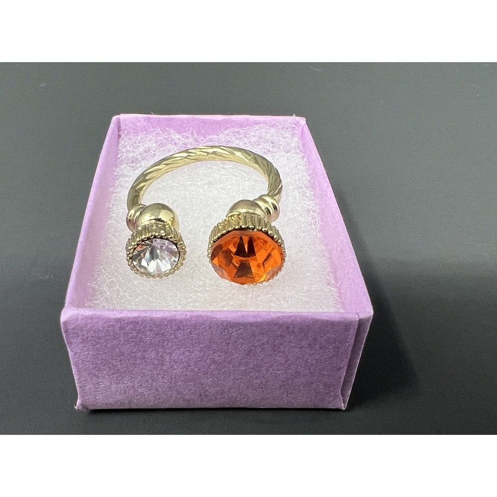 Ladies Crystal Sparkly‎ Gold Tone Fashion Ring Size 6.5 Unique Statement Jewelry